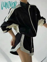 Lunivop Streetwear Sporty Zip Up Sweatshirts Women Oversized Patchwork Thin Jacket Aesthetic